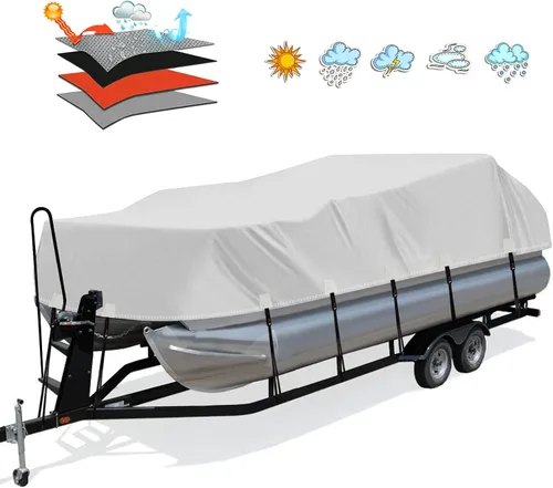 Vista 9 de Solim Trailerable Cubierta para Pontón de Servicio Pesado 1200D PU, 16-18 pies Grado Marino Impermeable Resistente a UV Lona de Poliéster Oxford