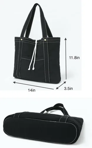 Vista 4 de Jeelow Bolso de mano de lona, bolso de hombro, bolsos cruzados, bolsillos dobles para hombres y mujeres