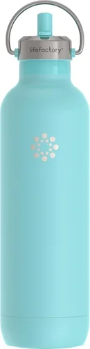 Vista 16 de Lifefactory Botella deportiva aislada al vacío de acero inoxidable con tapa de pajita, 24 onzas, carbono
