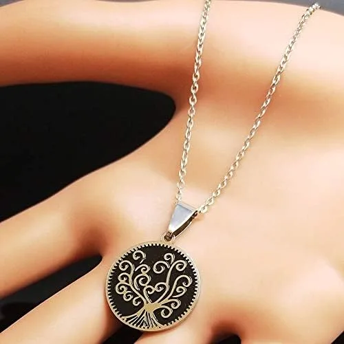 Vista 2 de 2024 Tree of Life Stainless Steel Necklaces for Women Silver Color Necklaces Pendants Jewellery Bisuteria