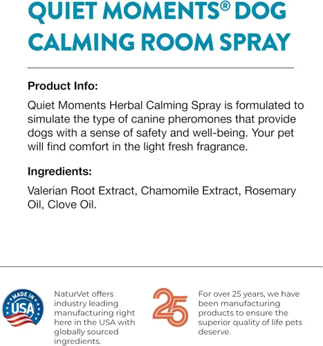 Vista 7 de NaturVet Quiet Moments Spray Calmante Herbal para Habitación Suplemento para Perros – Ideal para Automóviles, Jaulas para Perros, Nuevos Entornos