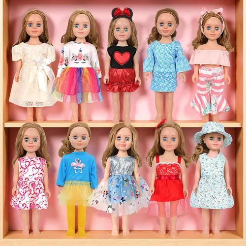 Vista 8 de MSYO 10 piezas de ropa de muñeca, ropa de muñeca de 18 pulgadas, ropa de muñeca de bebé, para muñecas de 16 a 18 pulgadas, vestidos de encaje