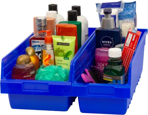 Vista 4 de Akro-Mils 30088 ShelfMax - Caja de almacenamiento de plástico para anidar, 18 pulgadas de largo por 8 pulgadas de ancho por 6 pulgadas de alto, Azul