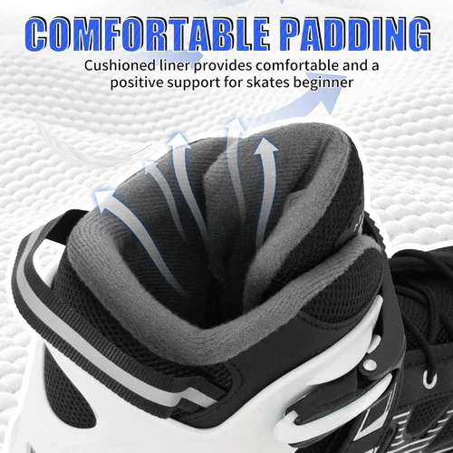 Vista 4 de MammyGol Patines en línea para adultos para hombres y mujeres, rodillos con cuchillas con rodamientos de acero al carbono, freno TPR, malla 3D