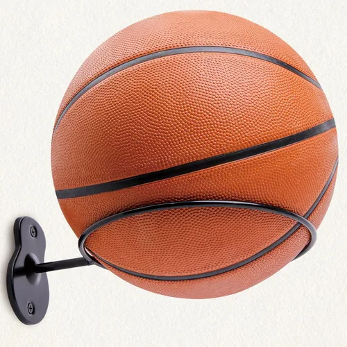 Vista 2 de Soporte de pared para baloncesto, soporte de bola de metal de 7 pulgadas de diámetro, almacenamiento de pelotas para baloncesto, fútbol, voleibol