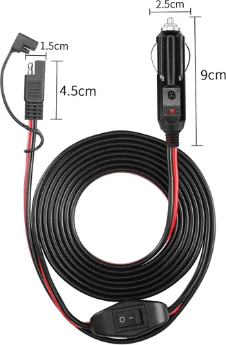Vista 7 de Enchufe de encendedor de cigarrillos SAE a 10 pies/3M con cable de interruptor, enchufe macho a SAE 14 AWG 12 V, adaptador de liberación rápida