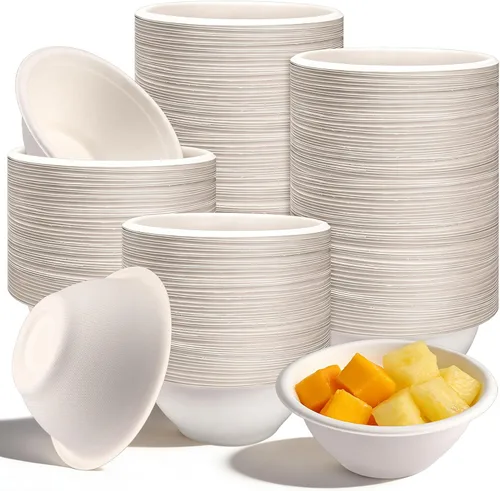 Vista 12 de 200 Piezas Cuencos Biodegradables de Caña de Azúcar Natural de 2 oz, Cuencos de Papel Desechables Cuencos para Sopa Compostables para Ensalada, Sopa