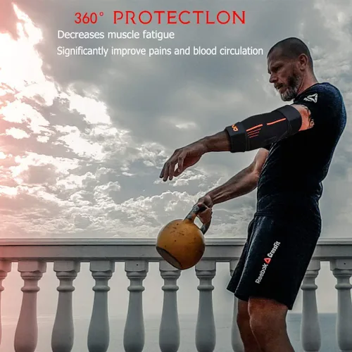 Vista 2 de Manga de compresión para codo para levantamiento de pesas, coderas de golfistas para tendinitis y coderas de tenis para hombres y mujeres, correa