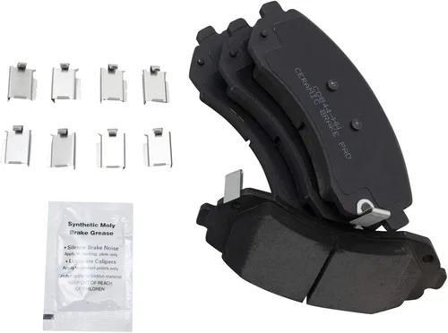 Vista 7 de TRQ Kit de pastillas de freno delanteras y traseras y rotores Kit de productos químicos de freno, pastillas de freno de cerámica compatible