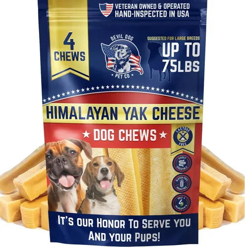 Vista 20 de Devil Dog Pet Co. Himalayan Yak Cheese - Masticables para perros, pequeños, paquete de 4, 100% naturales y saludables, sin lactosa, golosinas
