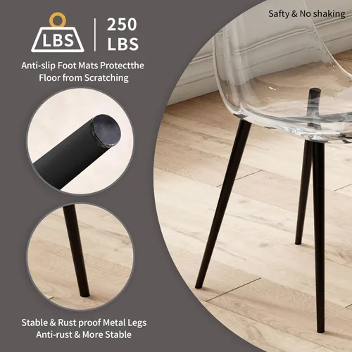 Vista 4 de Juego de mesa de comedor de cristal redondo transparente para 4, juego de mesa de cocina circular de 5 piezas, juego de mesa de comedor circular