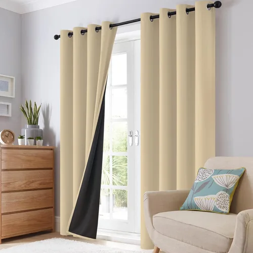 Vista 8 de SimpleHome - Cortinas opacas 100% para recámara, cortinas de ventana con ojales beige, con aislamiento térmico, cortinas de oscurecimiento