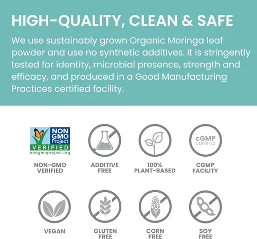 Vista 5 de Himalaya Moringa - Suplemento antioxidante de superalimentos a base de hierbas que apoya el bienestar, la vitalidad y el estrés oxidativo, vegano