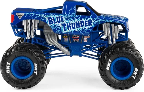 Vista 3 de Monster Jam, Camión monstruo oficial Blue Thunder, vehículo de colección fundido a presión, escala 1:24