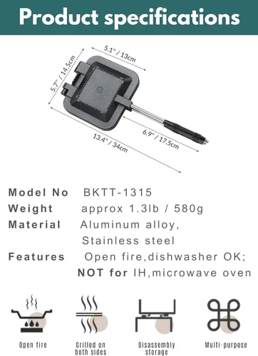 Vista 6 de camping moon Sandwichera Arena caliente Solo quemador Gas Fire Open Fire Compact Aluminio TT-1315 (negro)