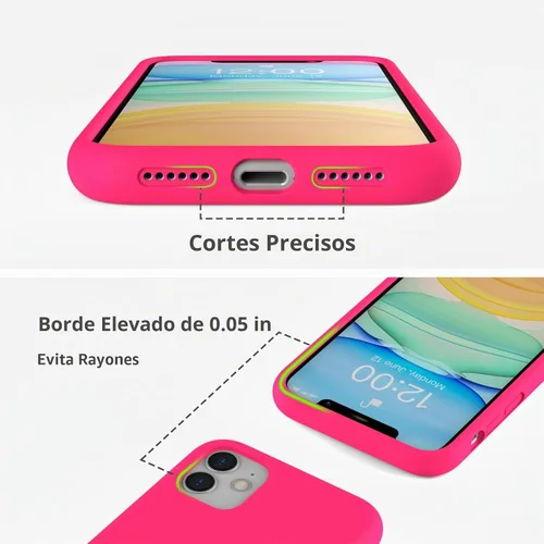 Vista 3 de Funda de silicona líquida compatible con iPhone 11, rosa neón