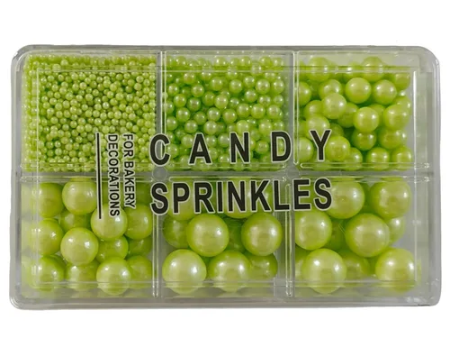 Vista 30 de Perlas negras comestibles en 5 tamaños de chispas de azúcar de 4.59 oz/4.6 onzas, 2,4,7,10,12 in, perlas de caramelo para decoración de pasteles