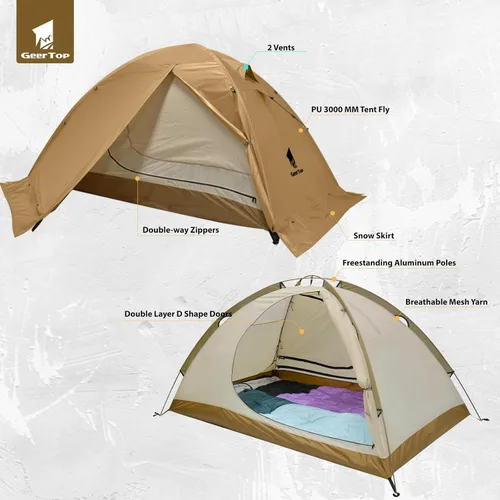 Vista 3 de GEERTOP 2-Person 4-Season Ultralight Waterproof Backpacking Tent