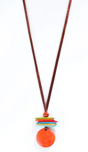 Vista 5 de Tagua Pendant Necklace in Orange, Handmade, Fair Trade, Adjustable by Florama Natural Jewelry