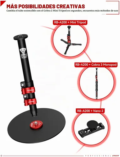 Vista 9 de IFOOTAGE A200 Round Base Monopod 22" Desktop Mini Tripod