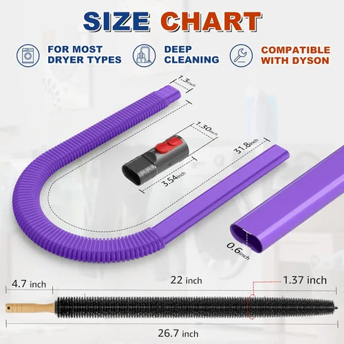 Vista 2 de Sealegend Kit limpiador de ventilación para secadora Dyson accesorio para Púrpura y cepillo