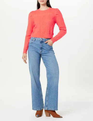 Vista 4 de The Drop Suéter de punto trenzado con mangas abullonadas Gloria para mujer