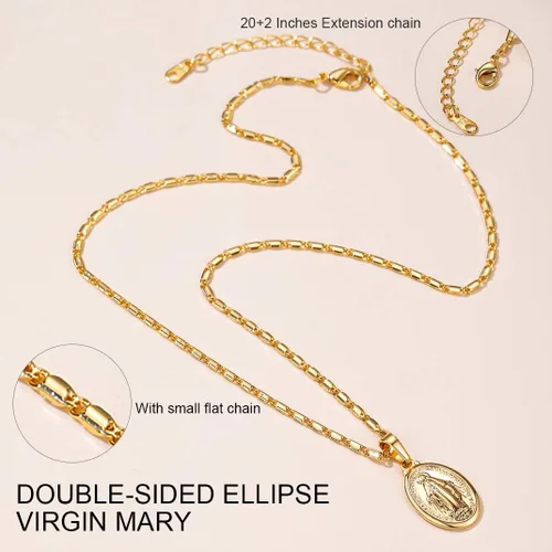 Vista 5 de GOLDCHIC JEWELRY Cruz personalizada INRI CrucifijoMiraculous Virgin Mary colgante con cadena joyería de Christain para mujeres y hombres oro de 18