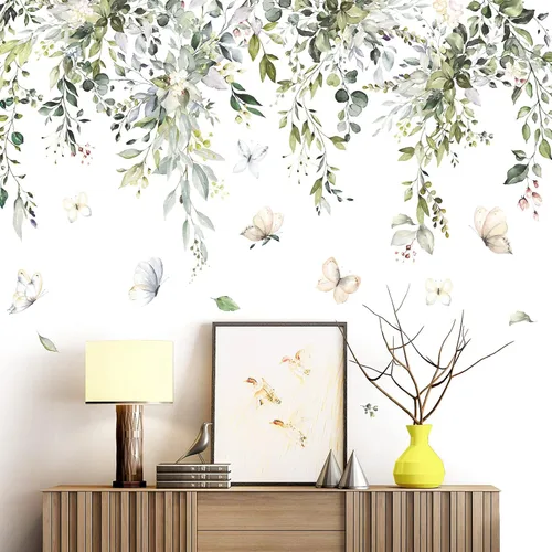 Vista 6 de Amaonm - Calcomanías de pared creativas extraíbles para colgar hojas verdes y vides, calcomanías de pared 3D para el hogar, esquina de pared