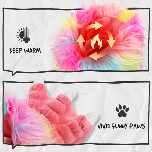 Vista 5 de Pantuflas peludas con suela de gamuza antideslizante, para niños y adultos, disfraz de Halloween, cosplay, monstruo