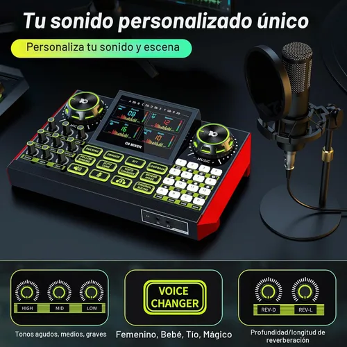 Vista 3 de TENLAMP Paquete de mezclador de audio G9 con micrófono para streaming y Transmisión fácil con reducción de ruido, efectos de voz, sintonización Azul
