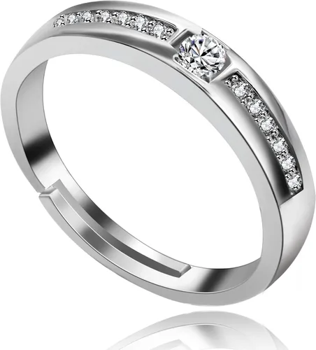 Vista 3 de Uloveido - Juego de 2 anillos de compromiso ajustables para él y ella con diseño de corazón a juego, regalo de boda para parejas LB018