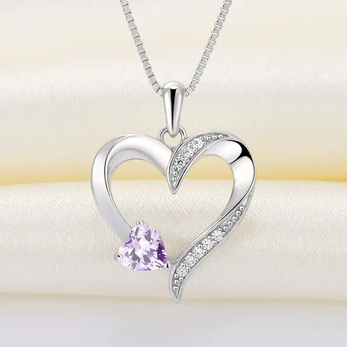 Vista 5 de YL Collar con colgante de corazón de plata de ley 925 con diseño de corazón y corazón para mujer