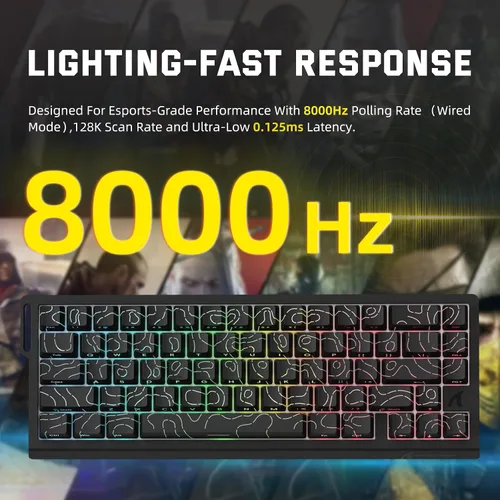 Vista 5 de ATTACK SHARK X11 y X68 PRO HE Combo inalámbrico para juegos, efecto Hall de disparo rápido, interruptor magnético 8K, teclado ultraligero con sensor