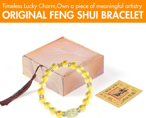 Vista 9 de Feng Shui - Pulsera de citrino del zodiaco para buena suerte y riqueza, pulsera de atracción de dinero de cristal natural con guardián Pixiu