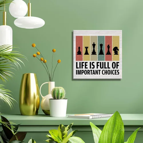 Vista 4 de Life is Full of Important Choices - Póster de ajedrez enmarcado para decoración de pared, póster de ajedrez, 8 x 8 pulgadas, regalo para los amantes