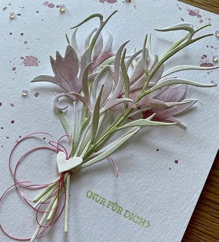 Vista 4 de Juego de 3 troqueles de metal de hojas de flores, marco de hojas de flores en 3D, plantillas de corte de boda para álbumes de recortes, álbumes