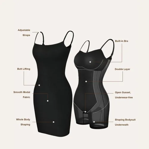 Vista 6 de IN HER PURPOSE Vestido ajustado sin costuras con control de abdomen para mujer, abraza la confianza en cada curva