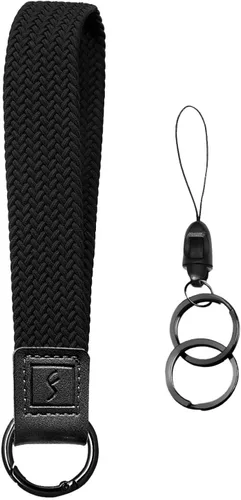 Vista 20 de Fishent Llavero elástico, bonito llavero de pulsera, cordón de muñeca tejido mejorado para llaves, llaveros para mujeres y hombres, llaves