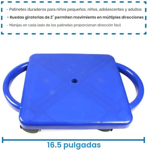 Vista 3 de hand2mind Tabla de Scooter Azul de Interior con Asas, Scooter de Piso para Sentarse, Actividades de Gimnasio para Niños, Juegos de Recreo