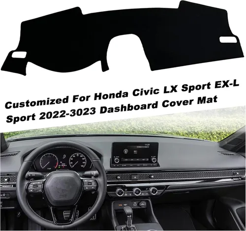 Vista 3 de Cubierta de alfombrilla de salpicadero, consola central interior personalizada compatible con Honda Civic Sedan 2022 2023, accesorios