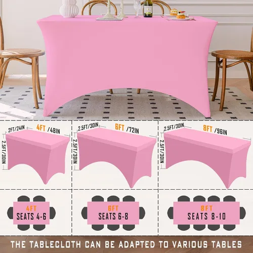 Vista 19 de Famstar Paño de Mesa Negro de 4 Pies de Elastano, Paño de Mesa Ajustado para Mesas Rectangulares, Fundas Elásticas Lavables Sin Arrugas