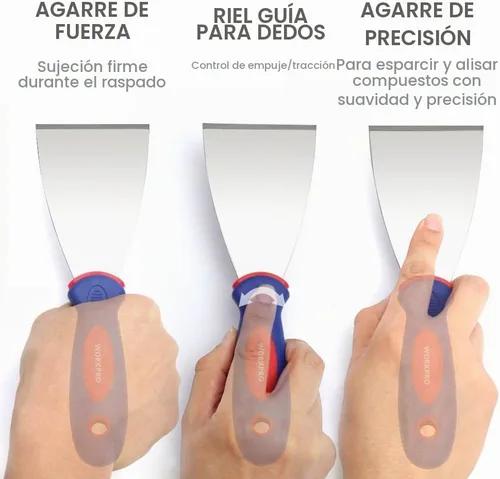 Vista 5 de WORKPRO Juego de cuchillos de masilla de acero inoxidable de 4 piezas