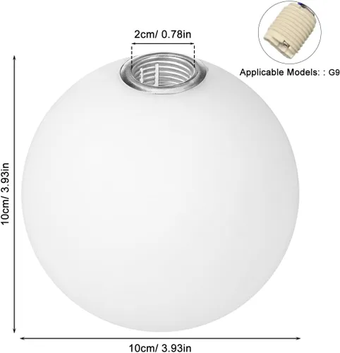 Vista 5 de KALLORY Pantalla de vidrio esmerilado de 3.93 pulgadas de repuesto redonda para lámpara colgante G9 adecuada para decoración del hogar e iluminación