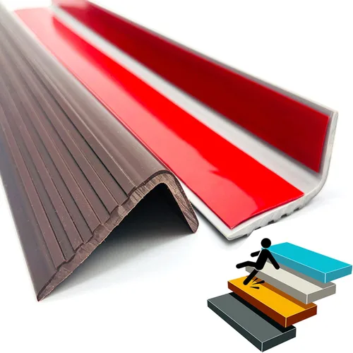 Vista 11 de Protector de borde de escalera de goma de vinilo, moldura de nariz de escalera, borde de escalera, borde de escalera, impermeable, para interiores