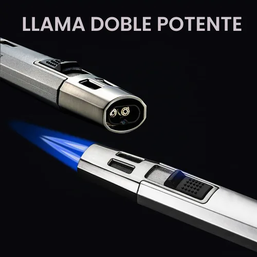 Vista 2 de Zoocura Encendedor de butano recargable, soplete de llama de chorro, resistente al viento, encendedor largo de gas ajustable, encendedor de butano