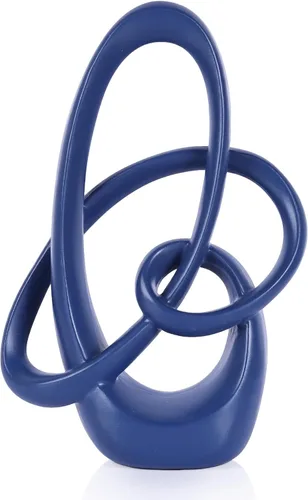 Vista 8 de Decoración moderna de nudos azules, estatua de nudo azul de resina de 7.1 pulgadas, escultura de arte abstracto azul marino, decoración del hogar