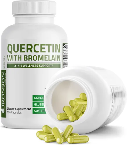 Vista 6 de Bronson Quercetina con bromelina 2 en 1 apoyo para el bienestar, sin OMG, 120 cápsulas