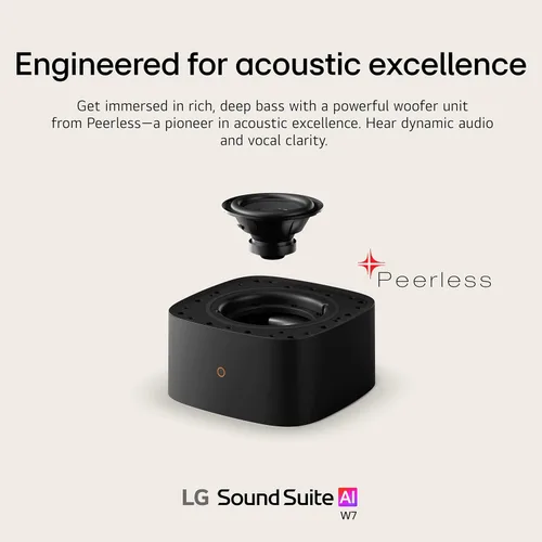 Vista 8 de LG W7 Sound Suite - Subwoofer inalámbrico – graves profundos de 8 pulgadas, Dolby Atmos FlexConnect, televisores compatibles, barra de sonido H7