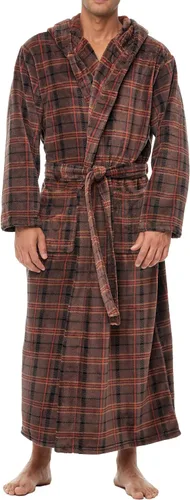 Vista 7 de Alexander Del Rossa Bata de baño de vellón afelpado suave, con capucha, para hombre, bata larga y cálida Verde militar