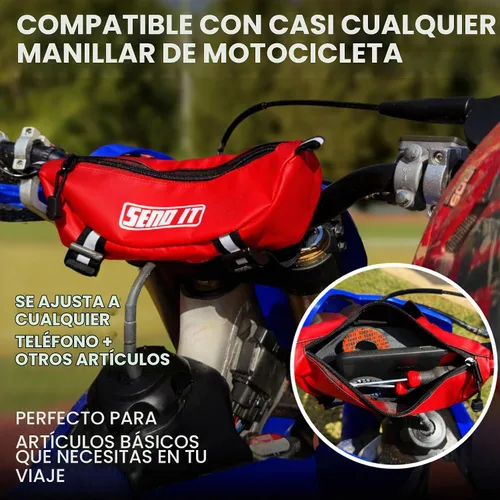 Vista 6 de Bolsa impermeable para manubrio de motocicleta Bolsa compacta de almacenamiento para manillar de motocicleta Bolsa de motocross de ajuste Rojo